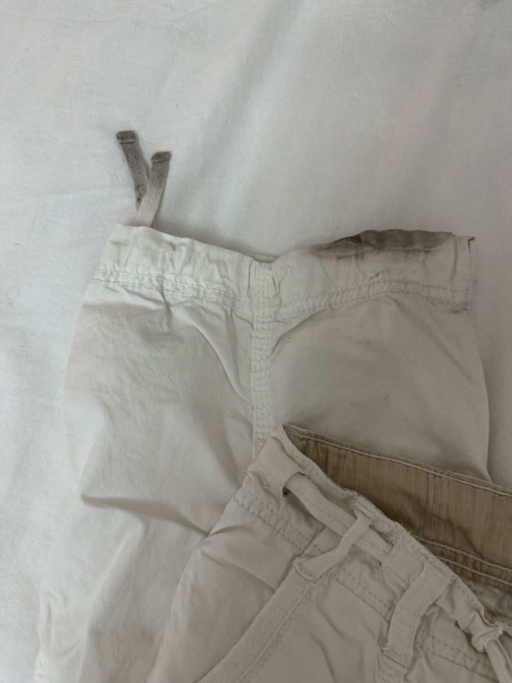 White Cargo Drawstring Pants - Picture 9 of 11